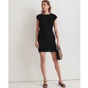 NWT Madewell Plissé Mini‎ Tee Dress in Black Size 2